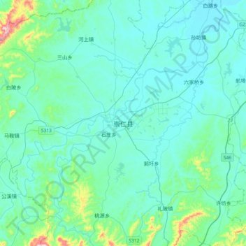 崇仁县 topographic map, elevation, terrain