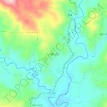 Singajaya topographic map, elevation, terrain