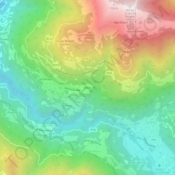 Inesio topographic map, elevation, terrain