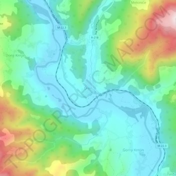 Dren topographic map, elevation, terrain