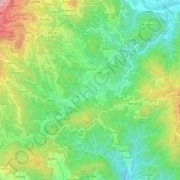 Ponzone topographic map, elevation, terrain