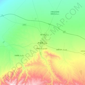 木垒县 topographic map, elevation, terrain