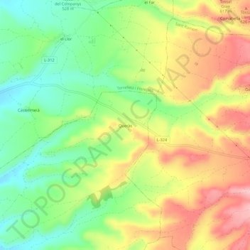 Queràs topographic map, elevation, terrain