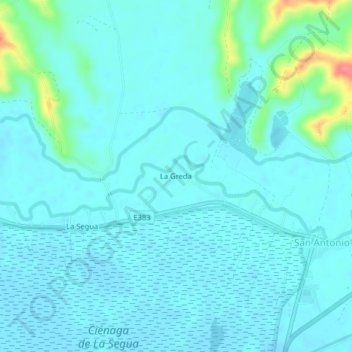 La Greda topographic map, elevation, terrain