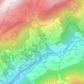 Betten topographic map, elevation, terrain