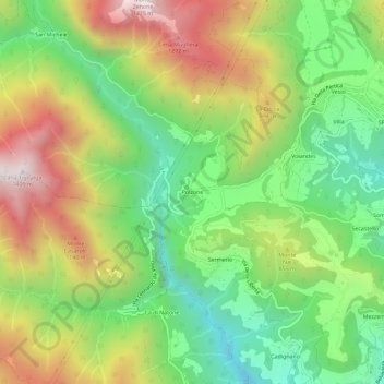 Polzone topographic map, elevation, terrain