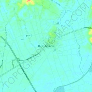 Bukit Gambir topographic map, elevation, terrain