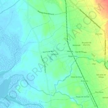 Sargaçal topographic map, elevation, terrain