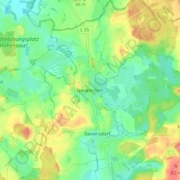 Neukirchen topographic map, elevation, terrain