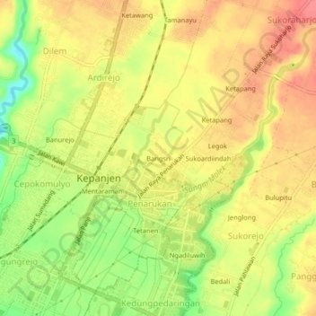 Bangsri topographic map, elevation, terrain