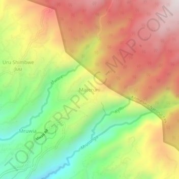 Materuni topographic map, elevation, terrain