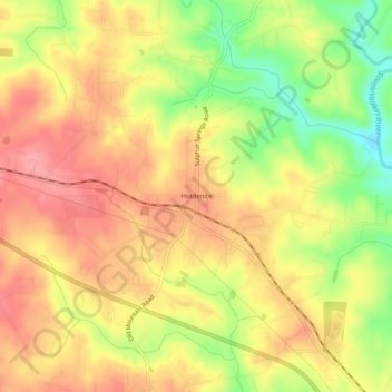 Hiddenite topographic map, elevation, terrain