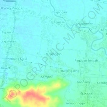 Menjangan topographic map, elevation, terrain