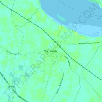 Mahishadal topographic map, elevation, terrain