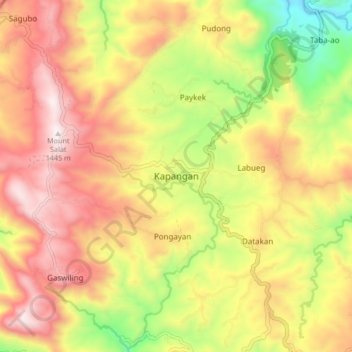 Kapangan topographic map, elevation, terrain