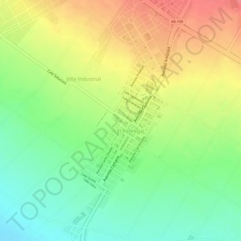 A topographic map, elevation, terrain