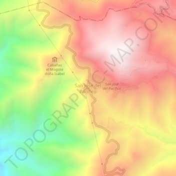 San José del Pacífico topographic map, elevation, terrain