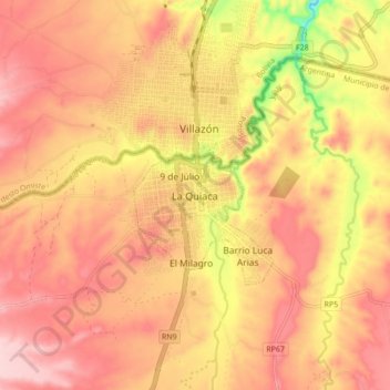 La Quiaca topographic map, elevation, terrain