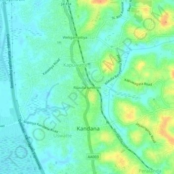 Rilaulla Junction topographic map, elevation, terrain
