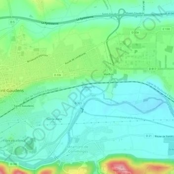 Crouzet topographic map, elevation, terrain