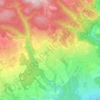 Rotzel topographic map, elevation, terrain