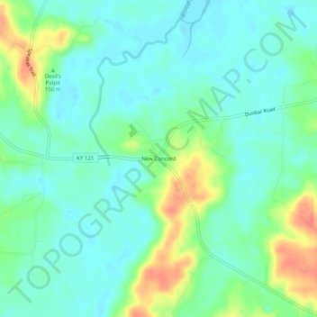 New Concord topographic map, elevation, terrain
