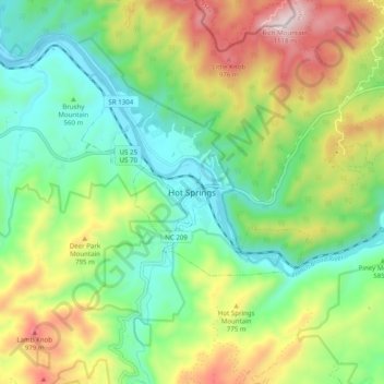 Hot Springs topographic map, elevation, terrain