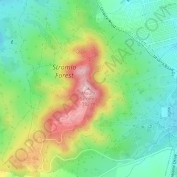 Mount Stromlo topographic map, elevation, terrain