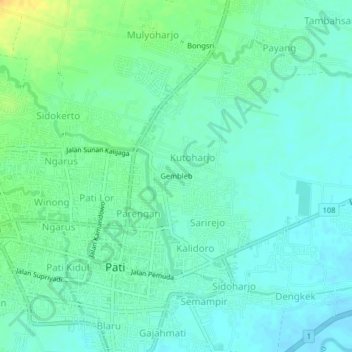 Gembleb topographic map, elevation, terrain