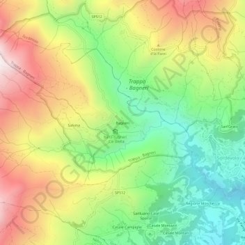 Bagneri topographic map, elevation, terrain