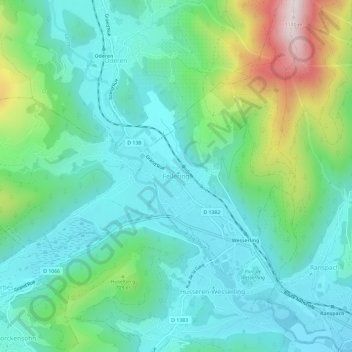 Fellering topographic map, elevation, terrain