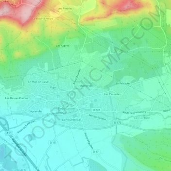 Matheron topographic map, elevation, terrain