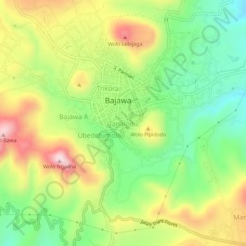 Tanalodu topographic map, elevation, terrain