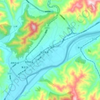 Taiwang topographic map, elevation, terrain