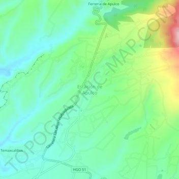 Estación de Apulco topographic map, elevation, terrain
