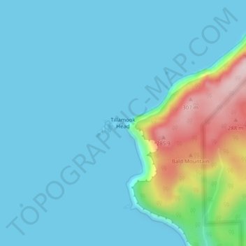 Tillamook Head topographic map, elevation, terrain