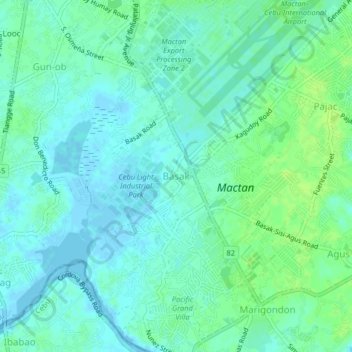 Basak topographic map, elevation, terrain