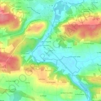 L'Estun topographic map, elevation, terrain