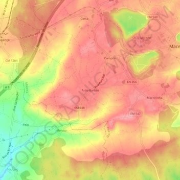 A-do-Barbas topographic map, elevation, terrain