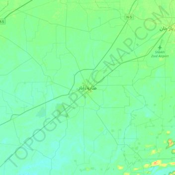 Sadiqabad topographic map, elevation, terrain