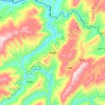 罗坎镇 topographic map, elevation, terrain