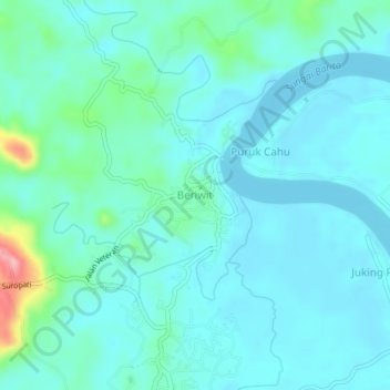 Beriwit topographic map, elevation, terrain