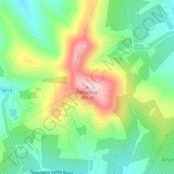 Kanonkop topographic map, elevation, terrain