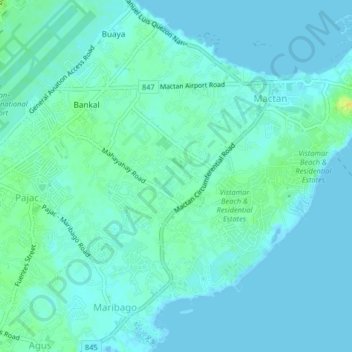 Mactan topographic map, elevation, terrain