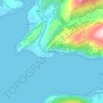 Onich topographic map, elevation, terrain