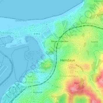 Larrun topographic map, elevation, terrain