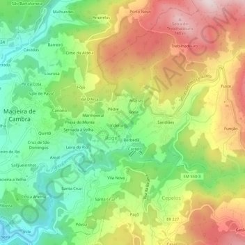 Covêlo topographic map, elevation, terrain