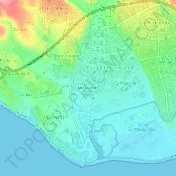 Maspalomas topographic map, elevation, terrain