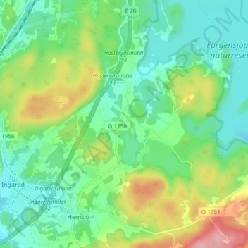 Lycke och Ryd topographic map, elevation, terrain