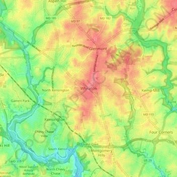 Wheaton topographic map, elevation, terrain